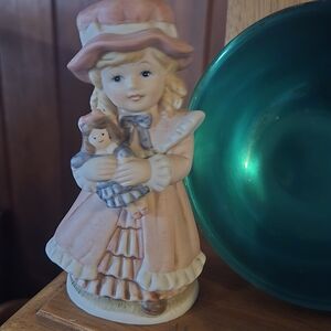 Homco Porcelain Figurine with Pink and Cream Dress